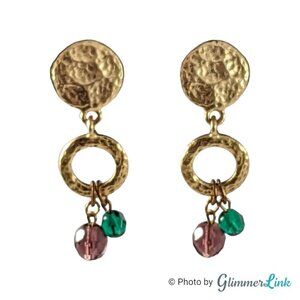 Tiered Hammered Circles Clip On Gold Tone Earrings